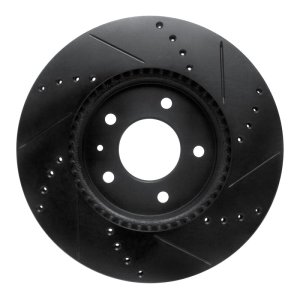 Chevrolet Captiva Brake Rotor (1) - Front Left - R1 Concepts - Drilled & Slotted - Black - `07-`15
